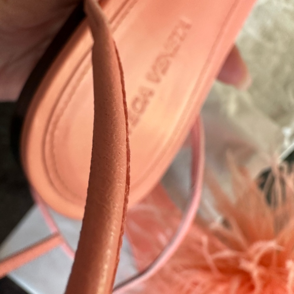 Bottega Veneta feather flat sandals NWB 37.5 salmon pink - Picture 5 of 14